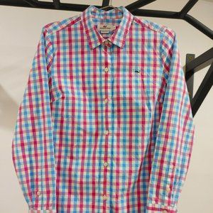 Vineyard Vines Plaid Multicolor Polo Long Sleeves Womens Size 8